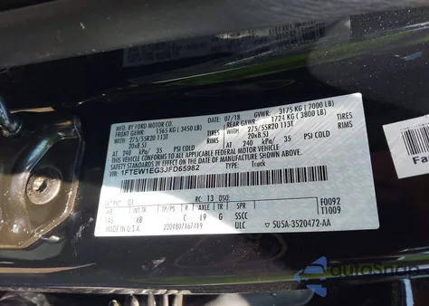 2018 Ford F-150 Xlt from USA, damaged, VIN 1FTEW1EG3JFD65982